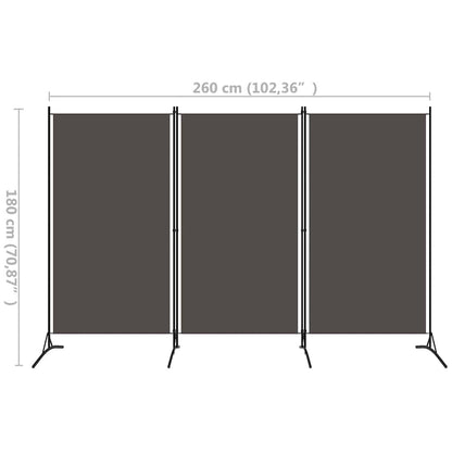 Paravento a 3 Pannelli Antracite 260x180 cm | homemem39