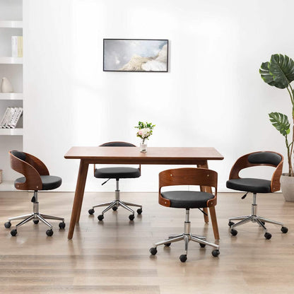 Sedie da Pranzo Girevoli 4pz Nere in Legno Curvato e Similpelle
