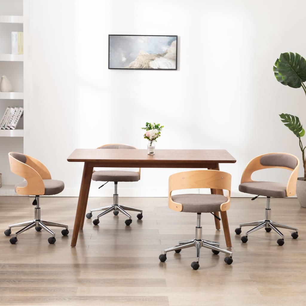 Sedie da Pranzo Girevoli 4 pz Grigio Talpa in Legno e Tessuto | homemem39