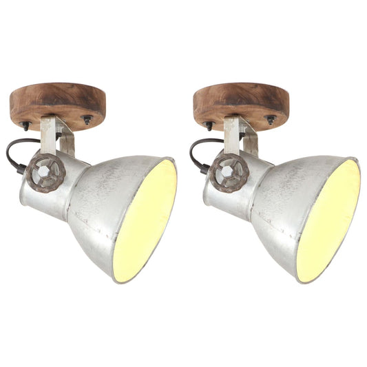 Wall/Ceiling Lamps 2 pcs Industrial Silver 20x25cm E27