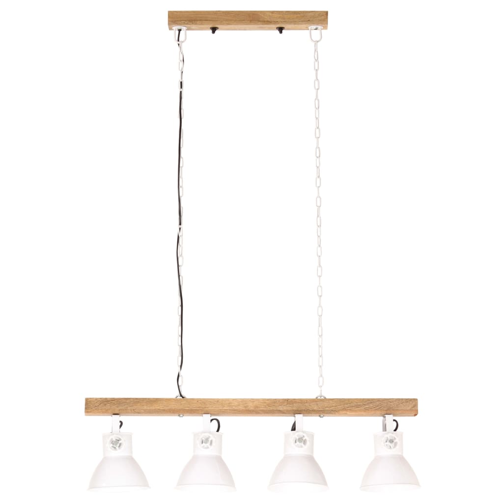 Lampada a Sospensione Industriale Bianca E27 Legno di Mango - homemem39