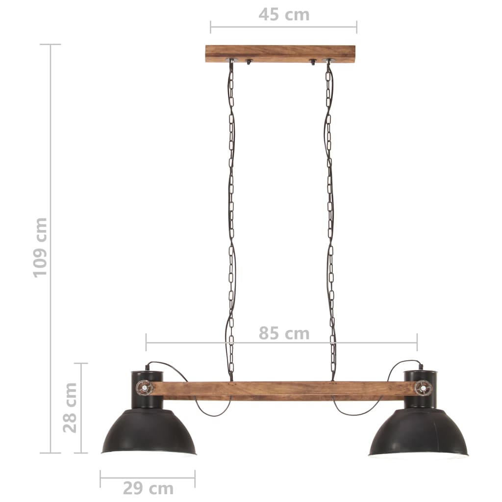 Lampada a Sospensione Industriale 25 W Nera 109 cm E27