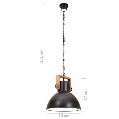 Lampada a Sospensione Industriale 25 W Nera Rotonda 30 cm E27