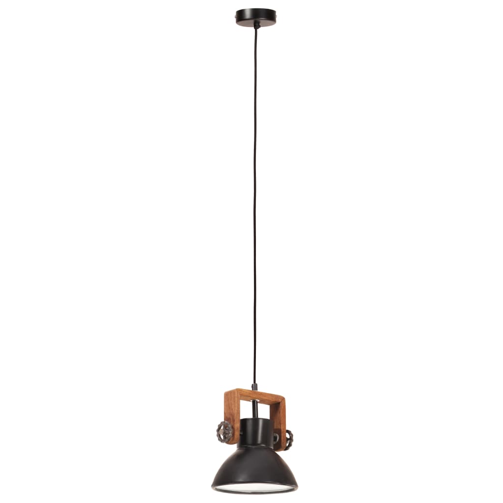 Lampada a Sospensione Industriale 25 W Nera Rotonda 19 cm E27