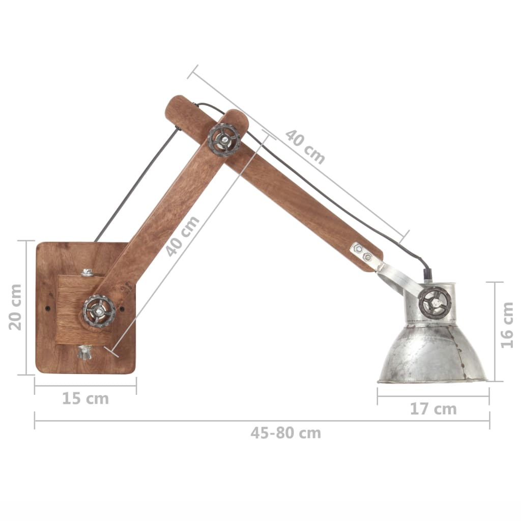 Lampada da Parete Stile Industriale Argento Rotonda E27 - homemem39