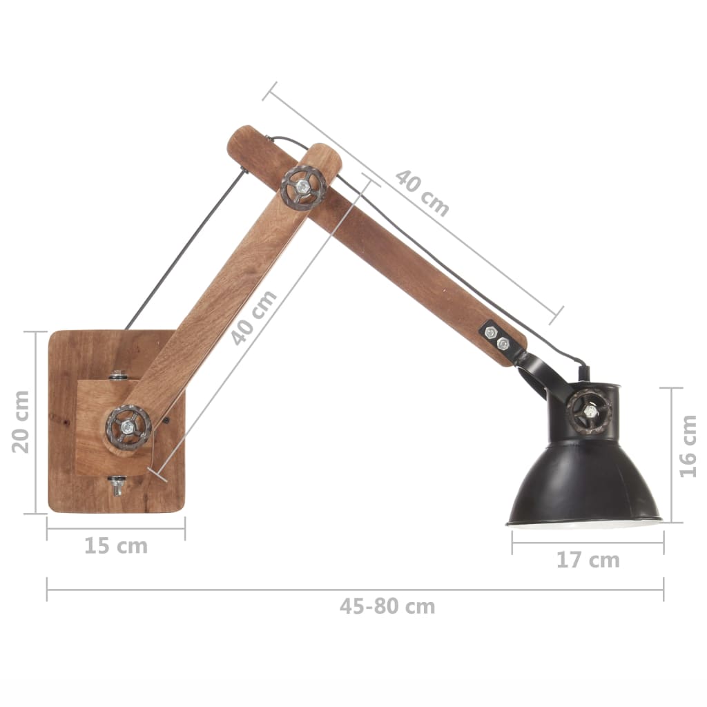 Lampada da Parete Stile Industriale Nera Rotonda E27 - homemem39