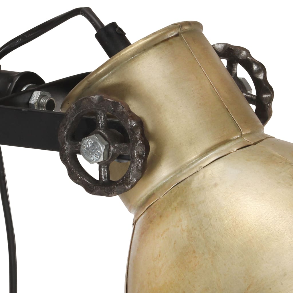 Lampada da Pavimento con 2 Paralumi Ottone E27 in Ghisa | homemem39