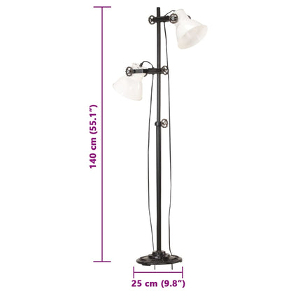 Lampada da Pavimento con 2 Paralumi Bianca E27 in Ghisa - homemem39