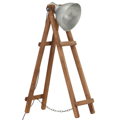 Lampada da Pavimento Argento E27 in Legno Massello di Mango | homemem39