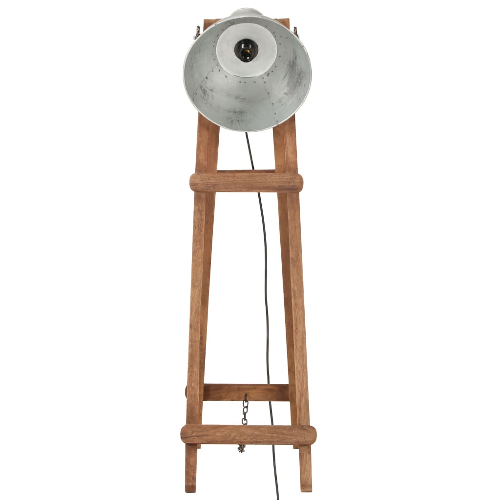 Lampada da Pavimento Argento E27 in Legno Massello di Mango | homemem39