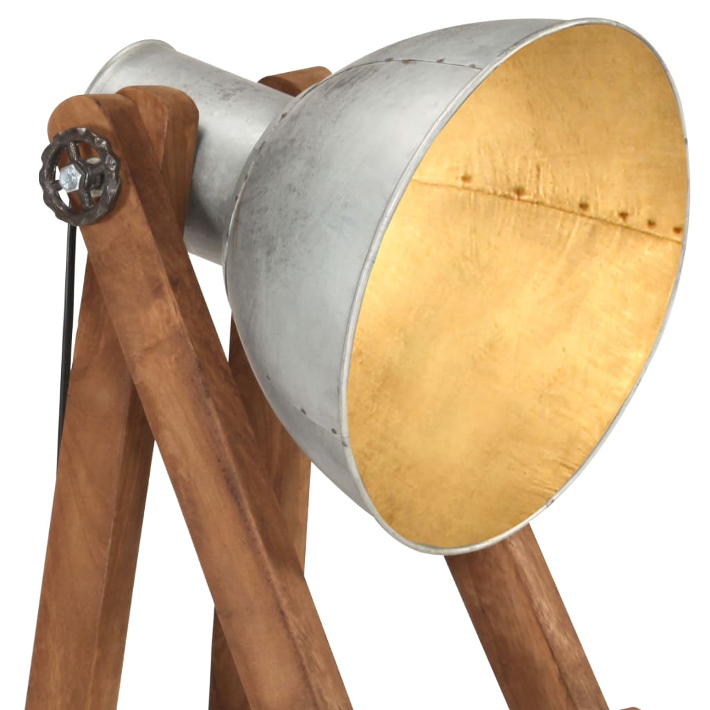 Lampada da Pavimento Argento E27 in Legno Massello di Mango | homemem39