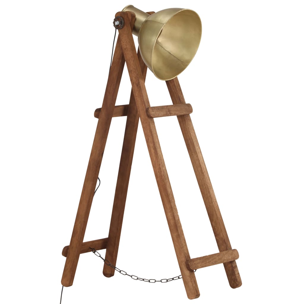 Lampada da Pavimento Ottone E27 in Legno Massello di Mango | homemem39