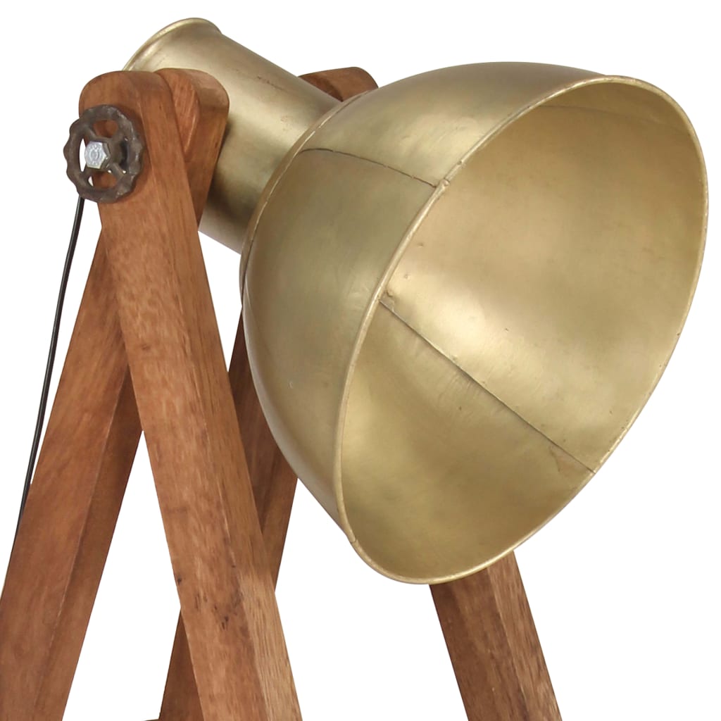 Lampada da Pavimento Ottone E27 in Legno Massello di Mango | homemem39