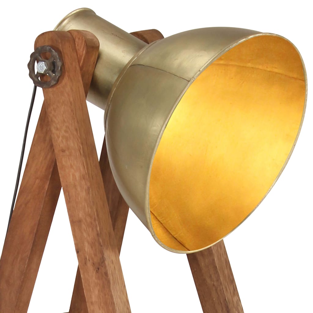 Lampada da Pavimento Ottone E27 in Legno Massello di Mango | homemem39