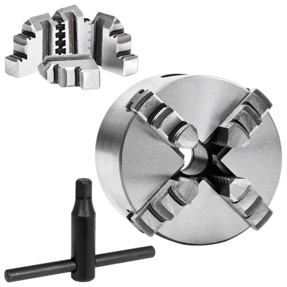 Mandrino per Tornio a 4 Griffe Autocentrante 80 mm in Acciaio - homemem39