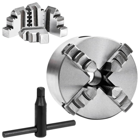 Mandrino per Tornio a 4 Griffe Autocentrante 80 mm in Acciaio - homemem39