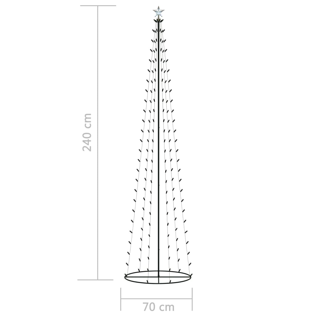 Albero di Natale a Cono con 136 LED Colorati 70x240 cm