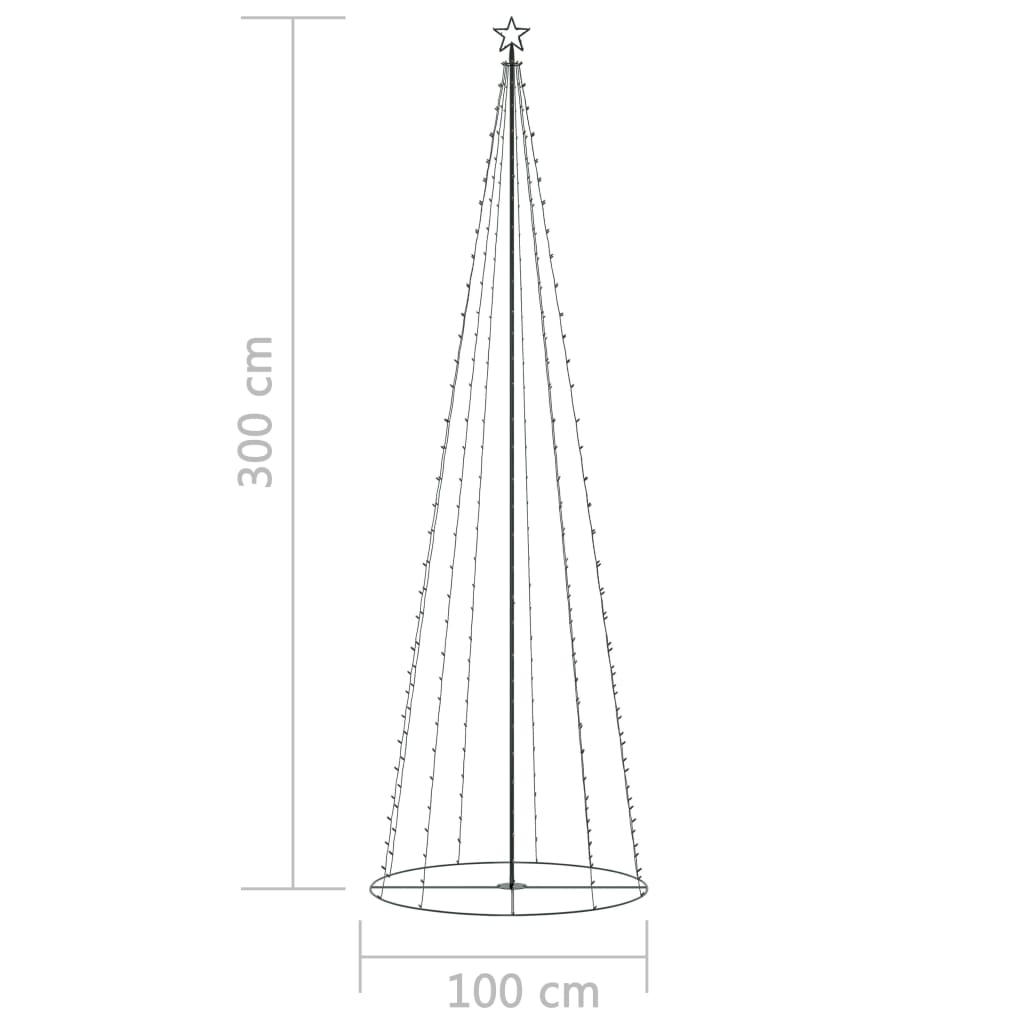 Albero di Natale a Cono con 330 LED Bianco Caldo 100x300 cm