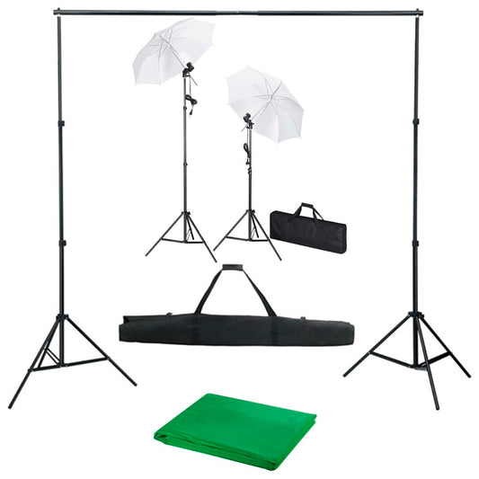 Kit Studio Fotografico con Fondale Luci e Ombrelli