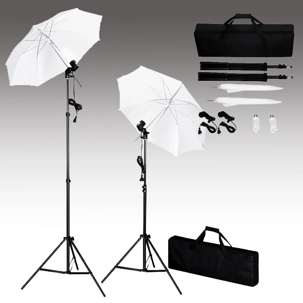 Kit Studio Fotografico con Fondale Luci e Ombrelli - homemem39