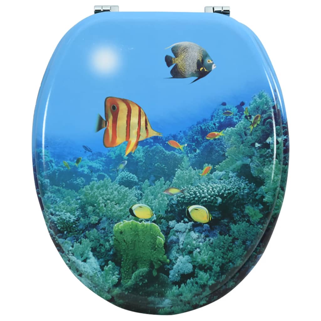 Tavoletta WC con Coperchio MDF Design Fondo Mare