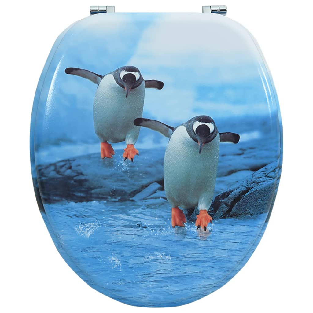 Tavoletta WC con Coperchio MDF Design Pinguino