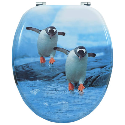 Tavoletta WC con Coperchio MDF Design Pinguino