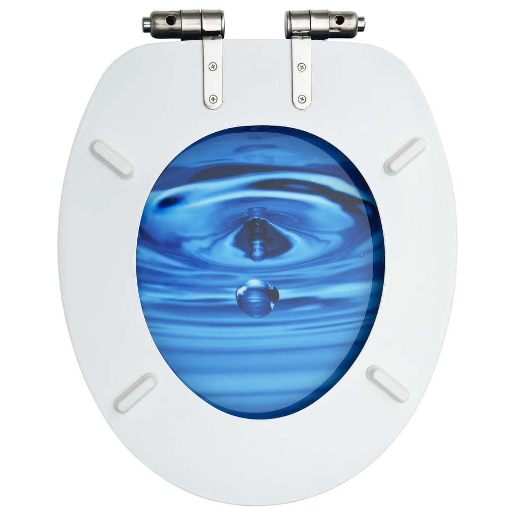Tavoletta WC a Chiusura Ammortizzata in MDF Blu Goccia d'Acqua | homemem39