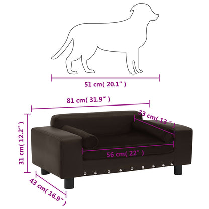 Divano per Cani Marrone 81x43x31 cm in Peluche e Similpelle - homemem39