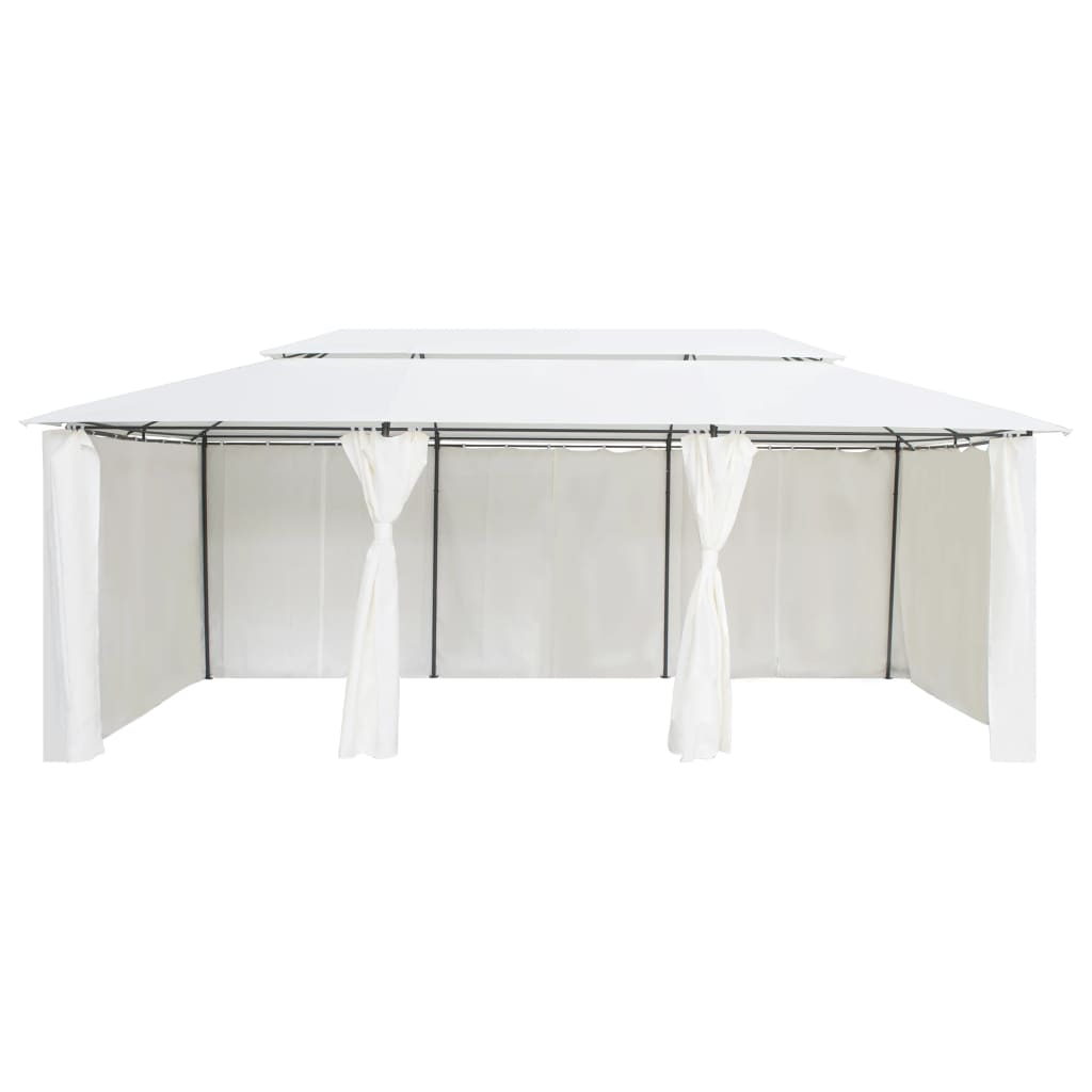 Gazebo con Tende 600x298x270 cm Bianco 180g/m² - homemem39