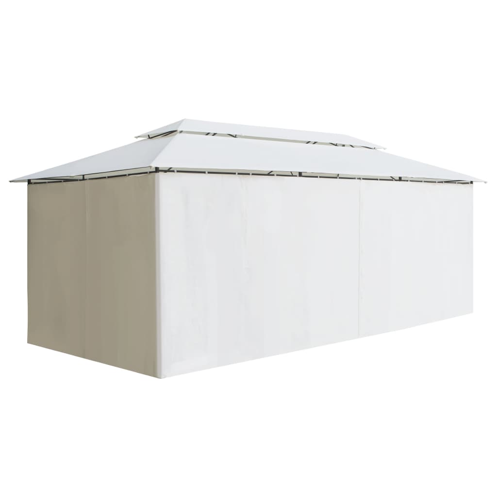 Gazebo con Tende 600x298x270 cm Bianco 180g/m² - homemem39
