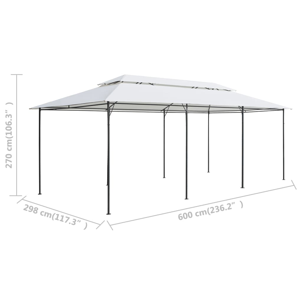 Gazebo con Tende 600x298x270 cm Bianco 180g/m² - homemem39