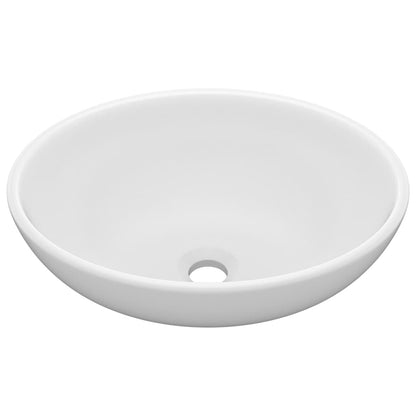 Lavandino Lusso Ovale Bianco Opaco 40x33 cm in Ceramica