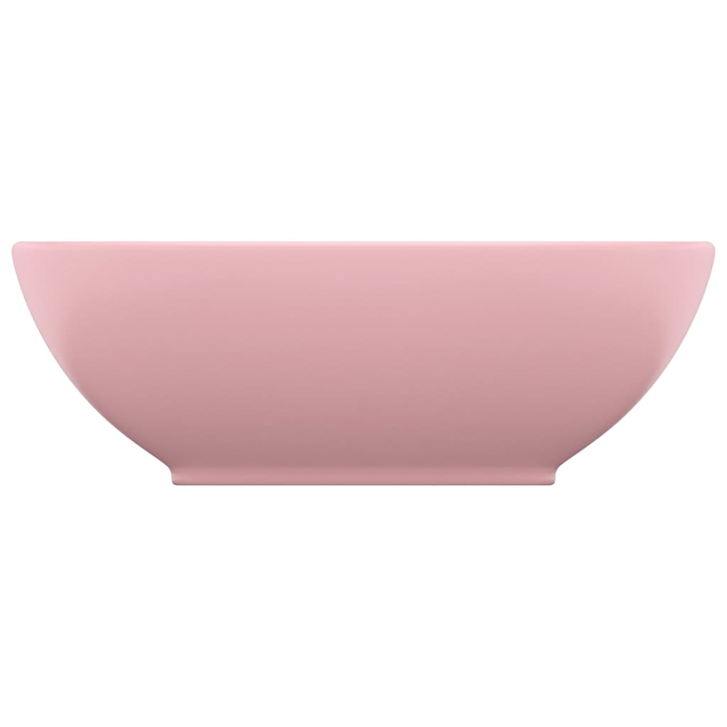 Lavandino Lusso Ovale Rosa Opaco 40x33 cm in Ceramica - homemem39