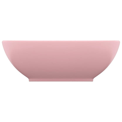 Lavandino Lusso Ovale Rosa Opaco 40x33 cm in Ceramica - homemem39