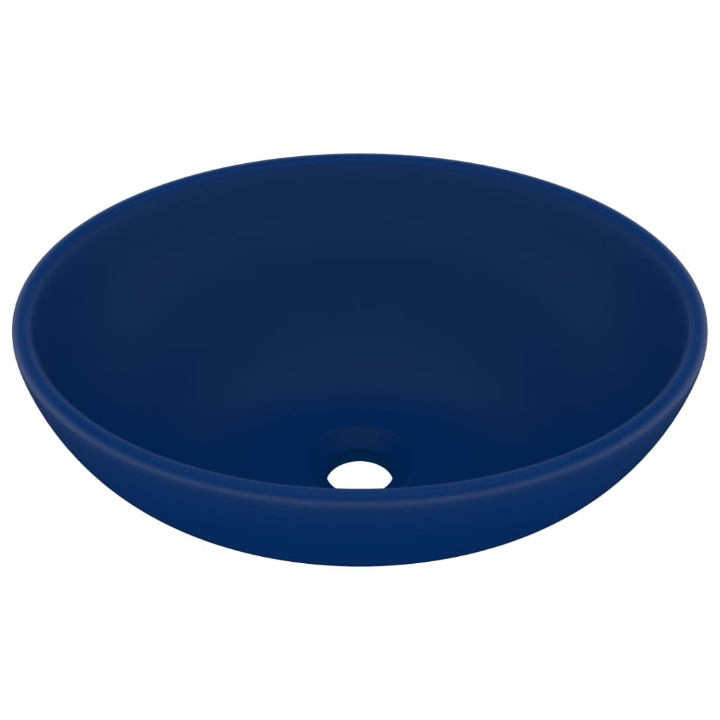 Lavandino Lusso Ovale Blu Scuro Opaco 40x33 cm in Ceramica - homemem39