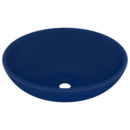 Lavandino Lusso Ovale Blu Scuro Opaco 40x33 cm in Ceramica - homemem39