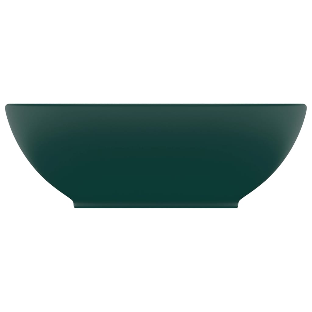 Lavandino Lusso Ovale Verde Scuro Opaco 40x33 cm in Ceramica - homemem39