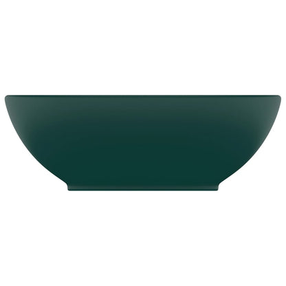 Lavandino Lusso Ovale Verde Scuro Opaco 40x33 cm in Ceramica - homemem39