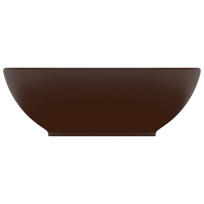 Lavandino Lusso Ovale Marrone Scuro Opaco 40x33 cm in Ceramica - homemem39