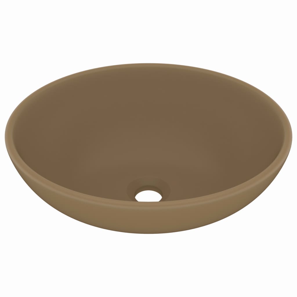 Lavandino Lusso Ovale Crema Opaco 40x33 cm in Ceramica | homemem39