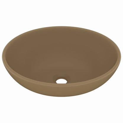 Lavandino Lusso Ovale Crema Opaco 40x33 cm in Ceramica | homemem39