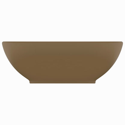 Lavandino Lusso Ovale Crema Opaco 40x33 cm in Ceramica | homemem39