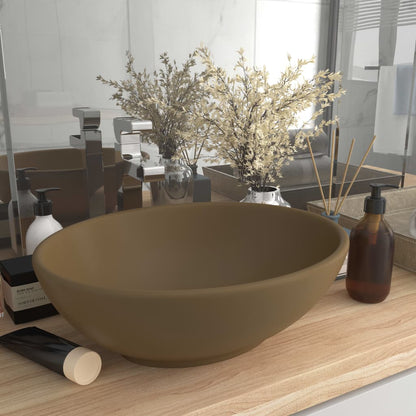Lavandino Lusso Ovale Crema Opaco 40x33 cm in Ceramica | homemem39