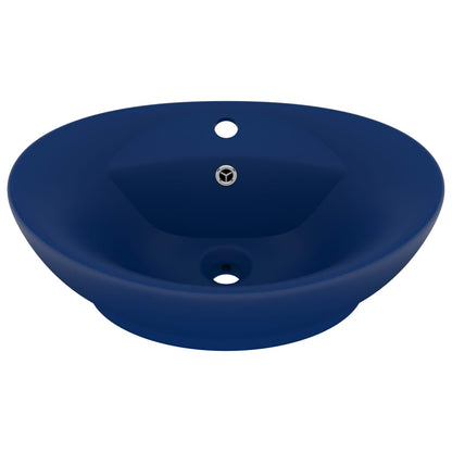 Lavabo con Troppopieno Ovale Blu Scuro Opaco 58,5x39cm Ceramica
