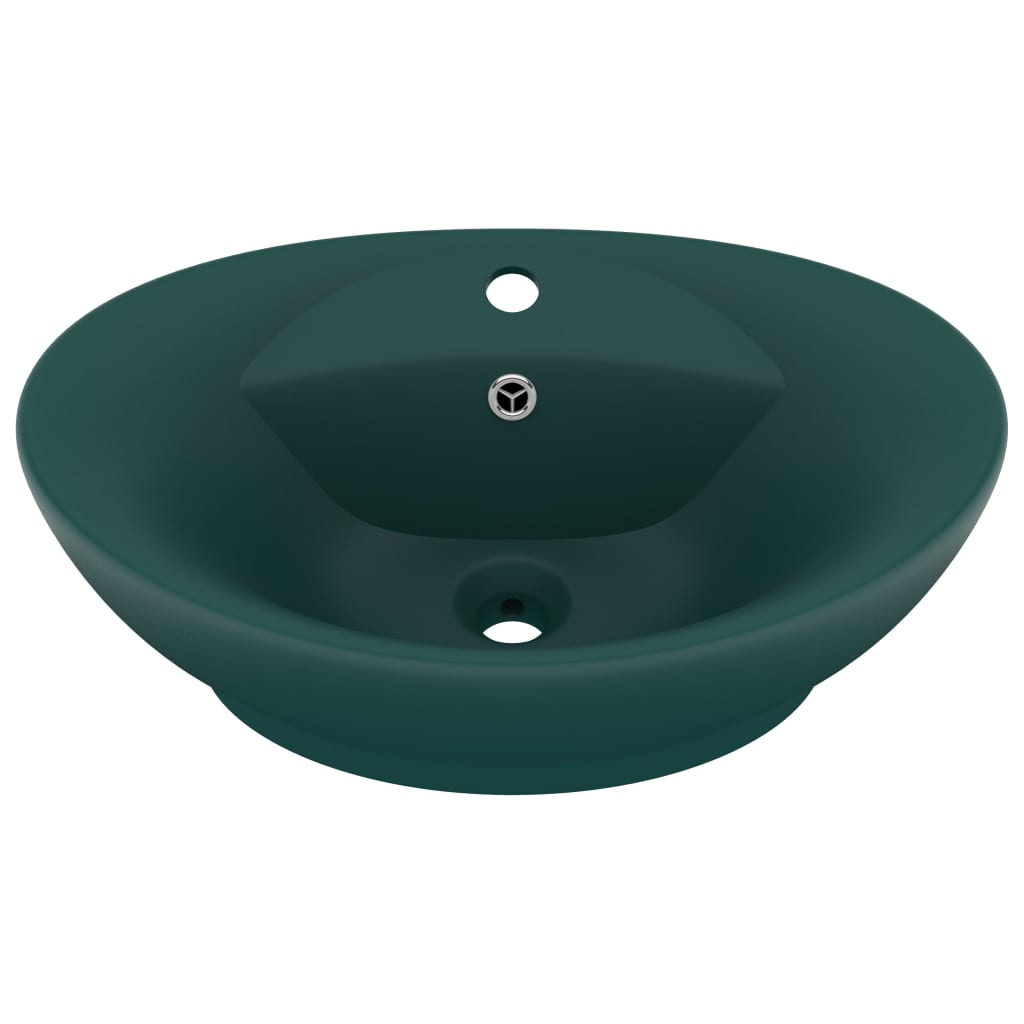 Lavabo Troppopieno Ovale Verde Scuro Opaco 58,5x39cm Ceramica - homemem39