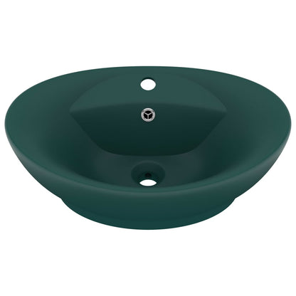 Lavabo Troppopieno Ovale Verde Scuro Opaco 58,5x39cm Ceramica - homemem39