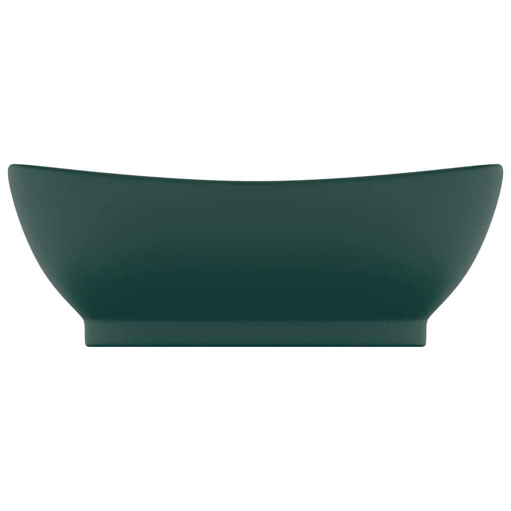 Lavabo Troppopieno Ovale Verde Scuro Opaco 58,5x39cm Ceramica - homemem39