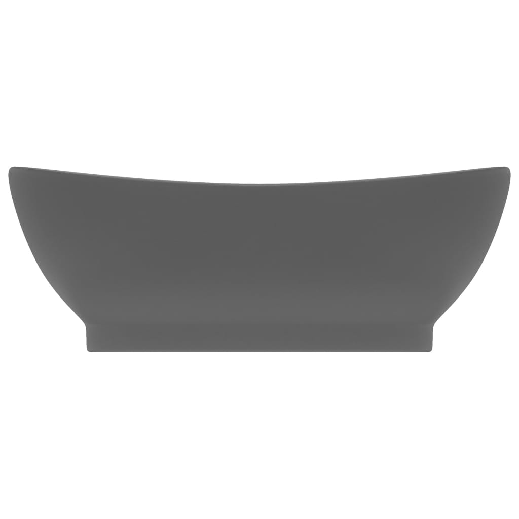 Lavabo Troppopieno Ovale Grigio Scuro Opaco 58,5x39cm Ceramica - homemem39