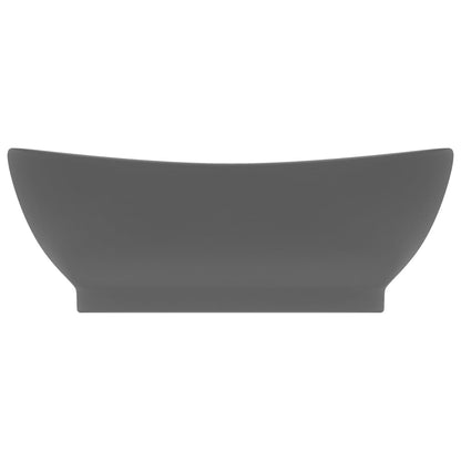 Lavabo Troppopieno Ovale Grigio Scuro Opaco 58,5x39cm Ceramica - homemem39